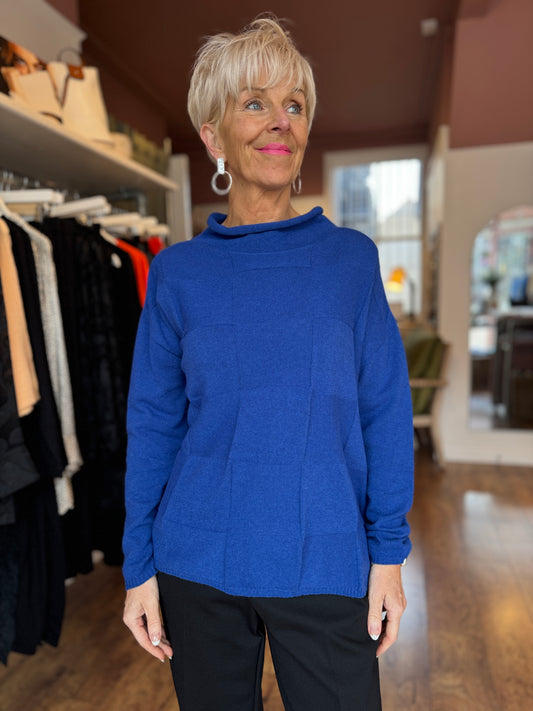 Blue Square Front Knit