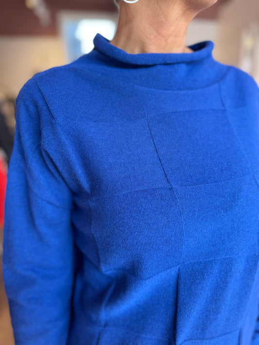 Blue Square Front Knit