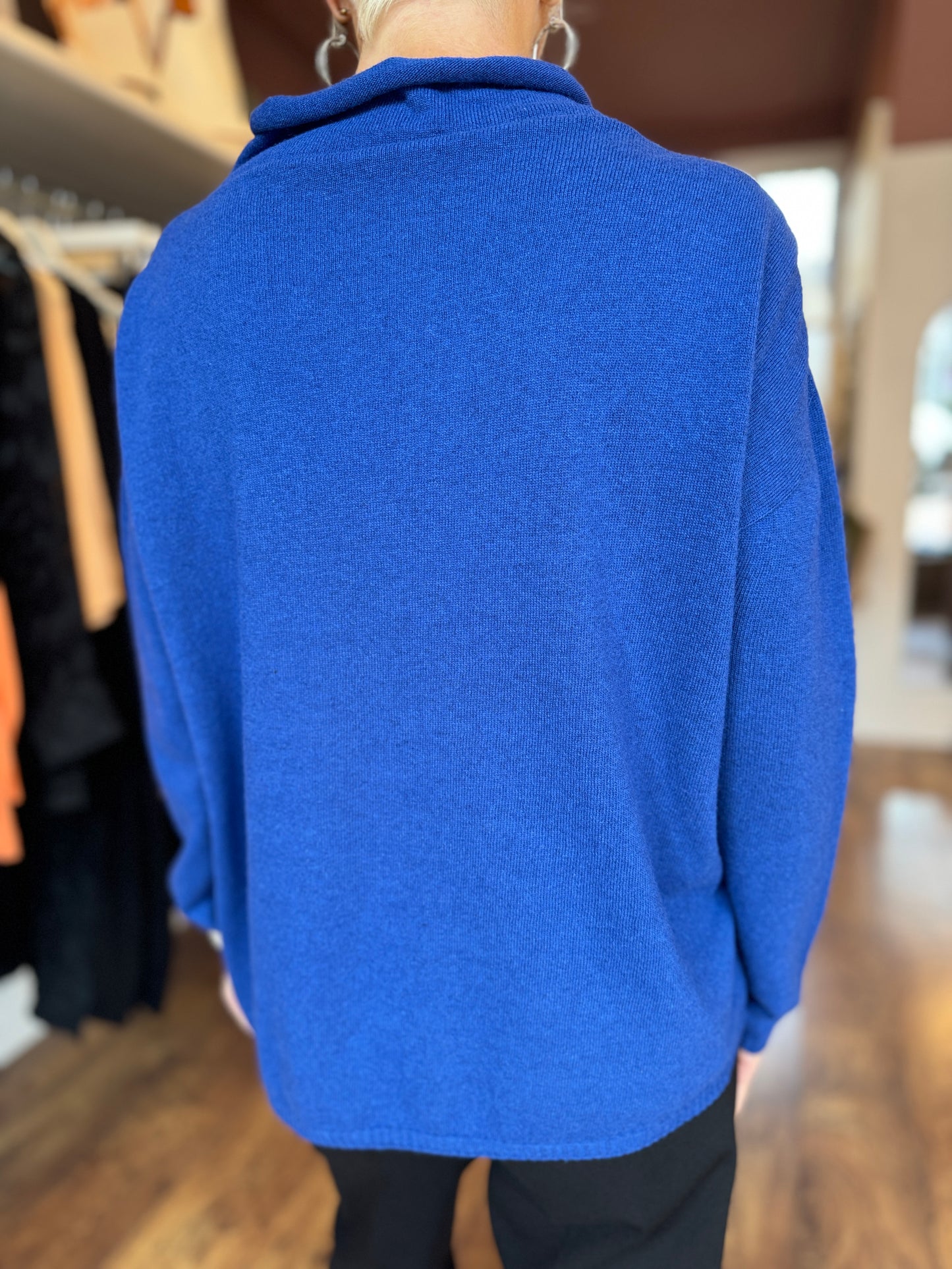 Blue Square Front Knit