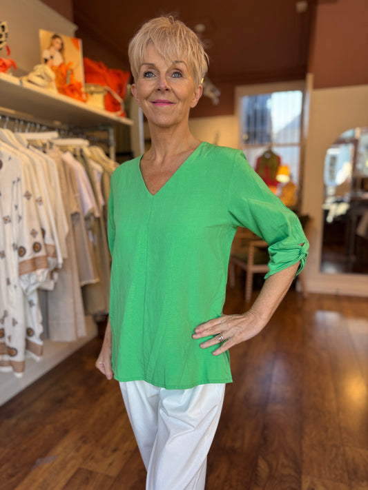 Green Twist Sleeve Top