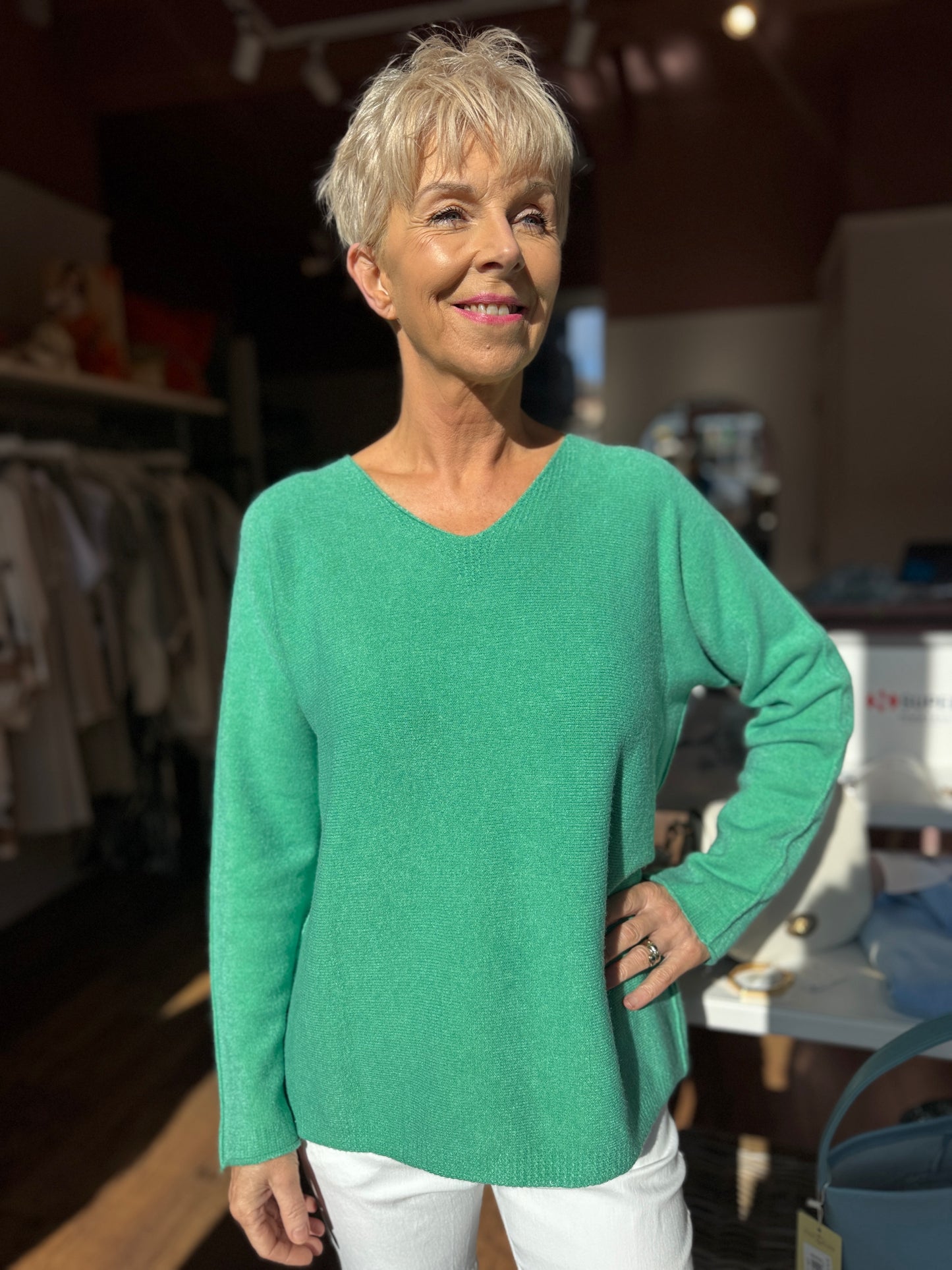 Green V Neck Knit