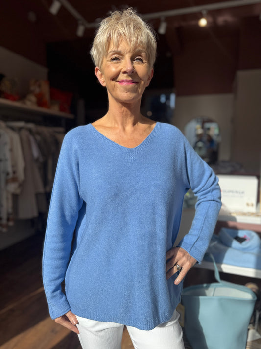 Sky Blue V Neck Knit
