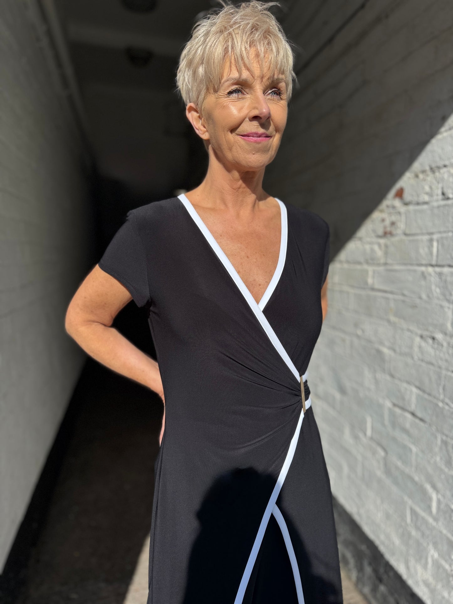 Black White Trimmed Jumpsuit