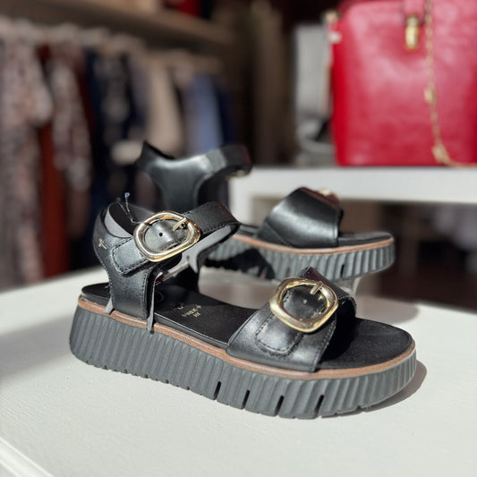 Black Gold Buckle Sandal