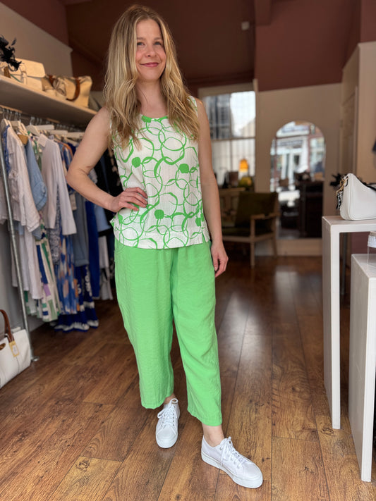 Green Squiggle Print Top