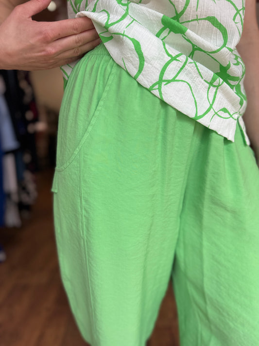 Green Crop Wide Leg Trouser