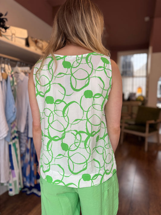 Green Squiggle Print Top