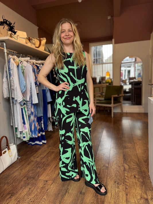 Printed Pleated Wide Leg Trouser