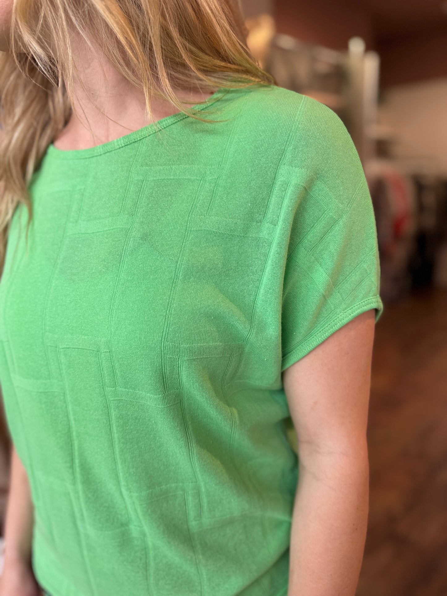 Green Embossed Square Top
