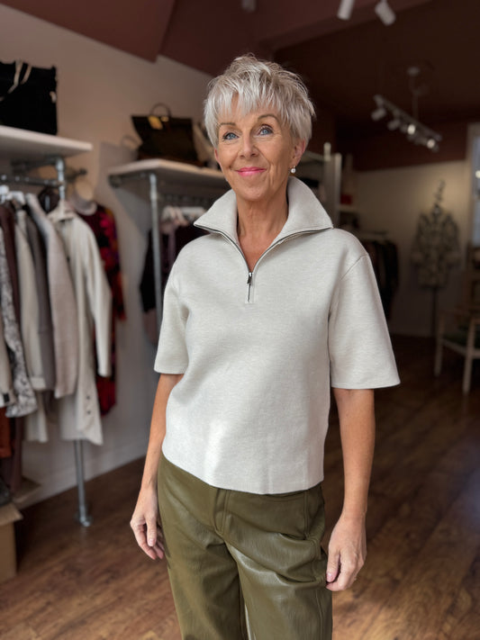 Chalk White Short Sleeve Sweater