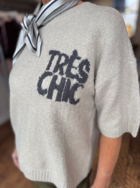 Artwork Knitted Beige Sweater