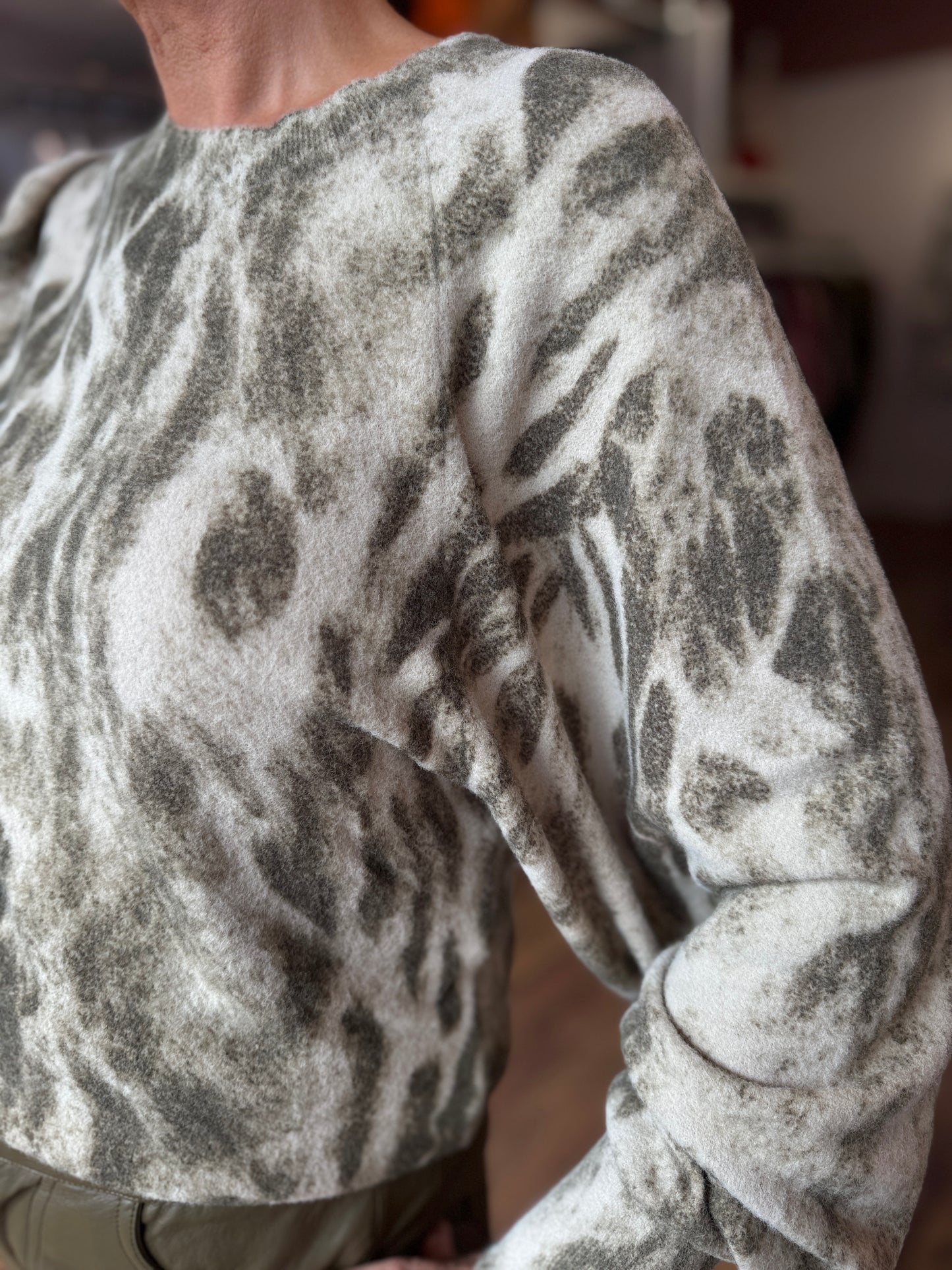 Pale Khaki Abstract Sweater