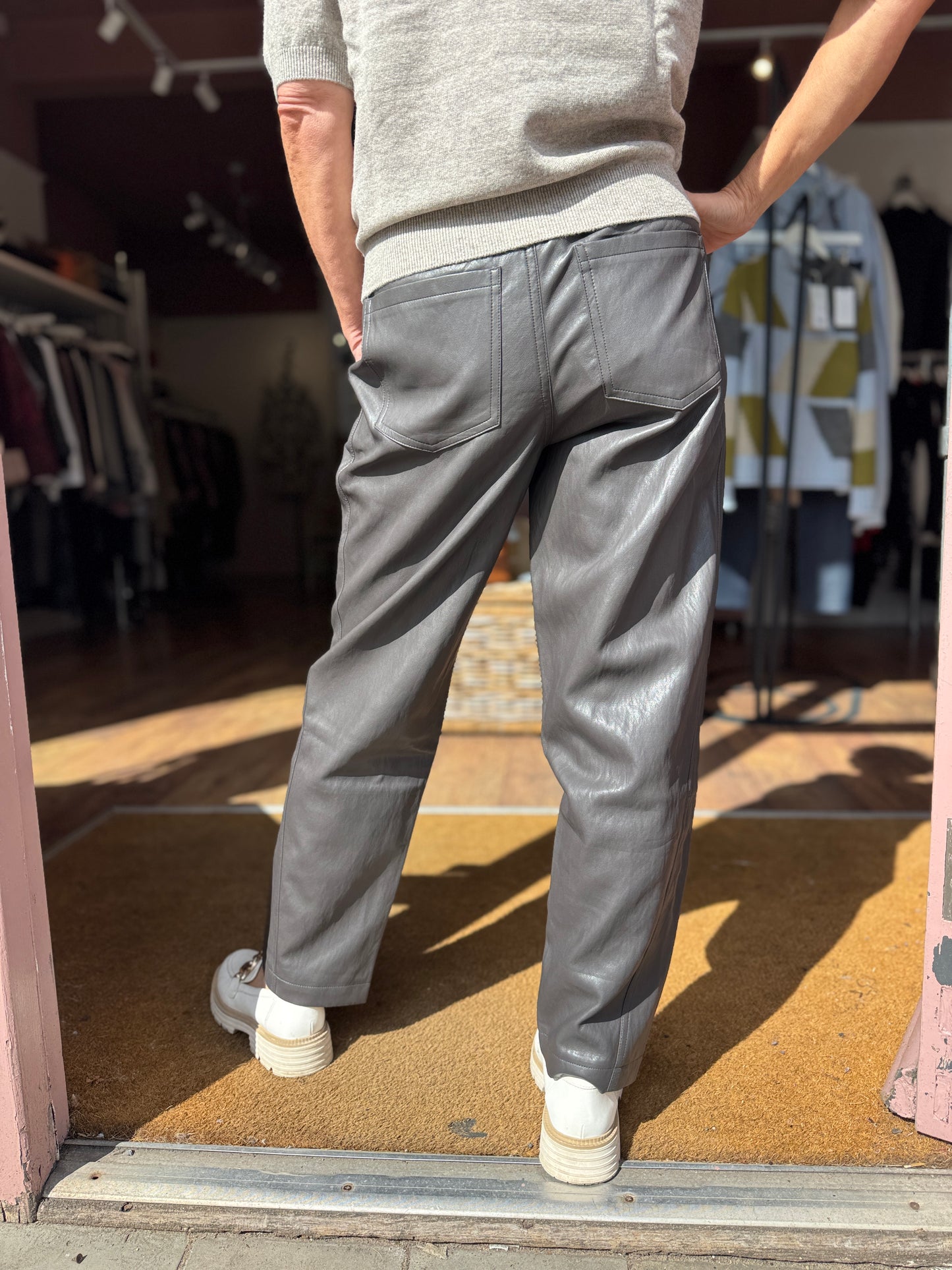 Anthracite Faux Leather Trouser