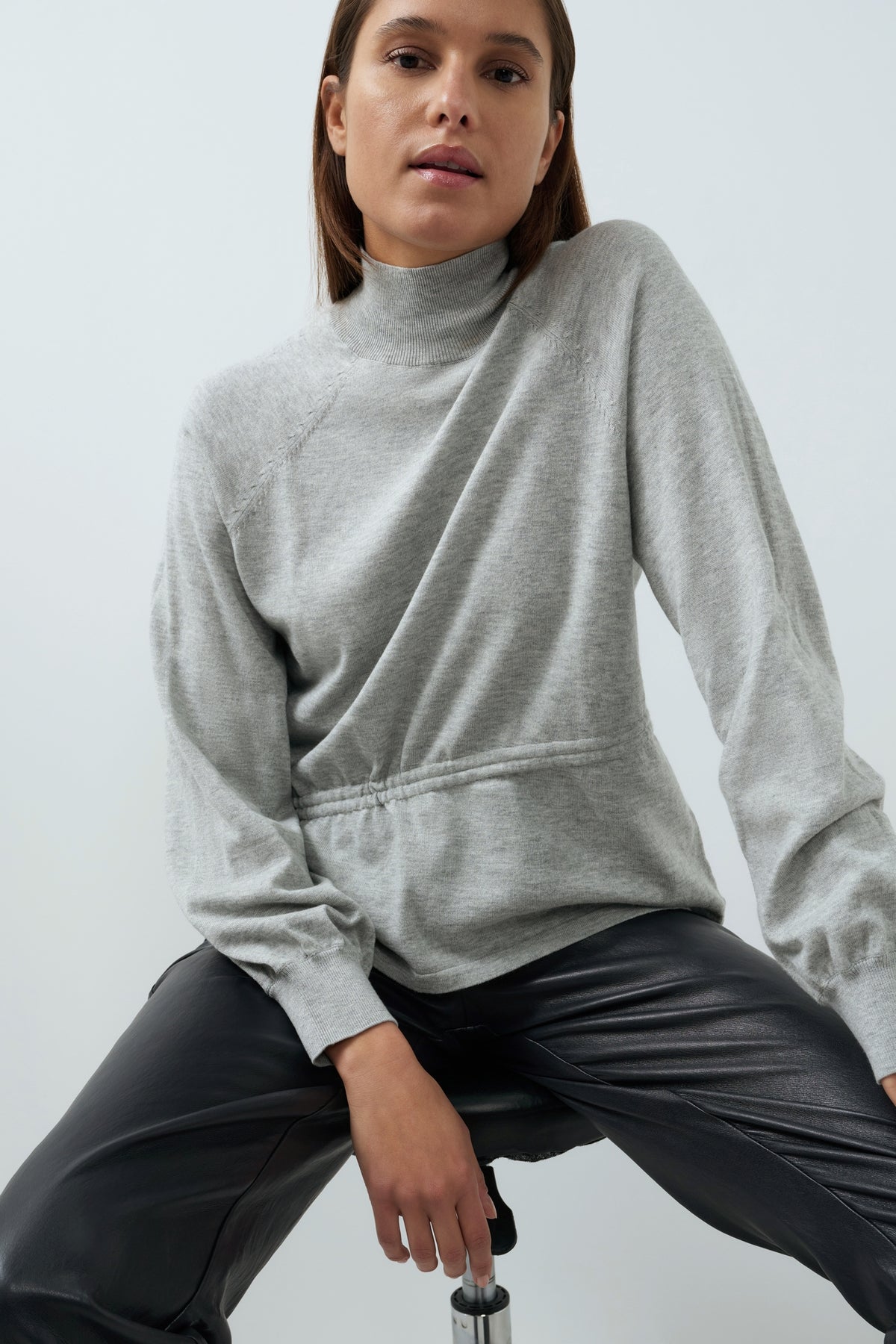 Grey Waist Cord Jumper