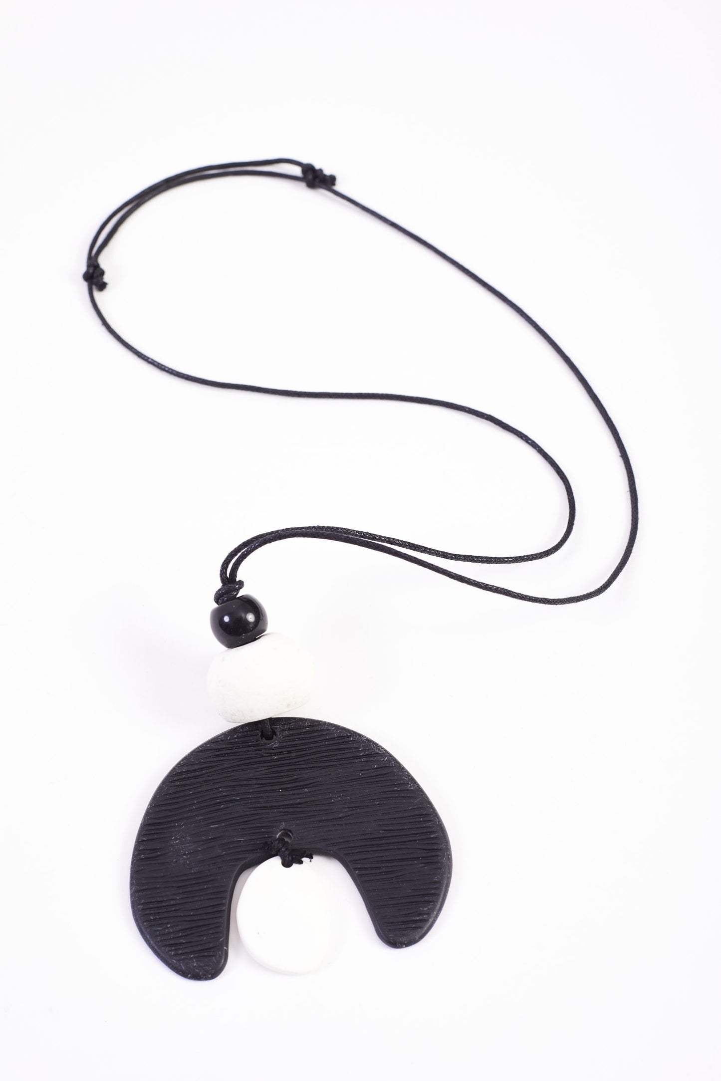 Black White String Trim  Necklace 337