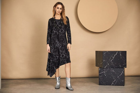 Print Angled Hem Dress 176