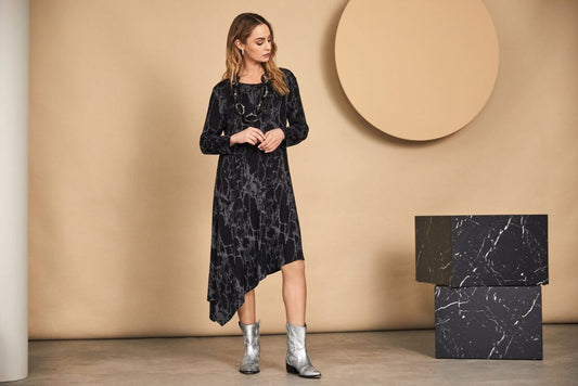 Print Angled Hem Dress 176