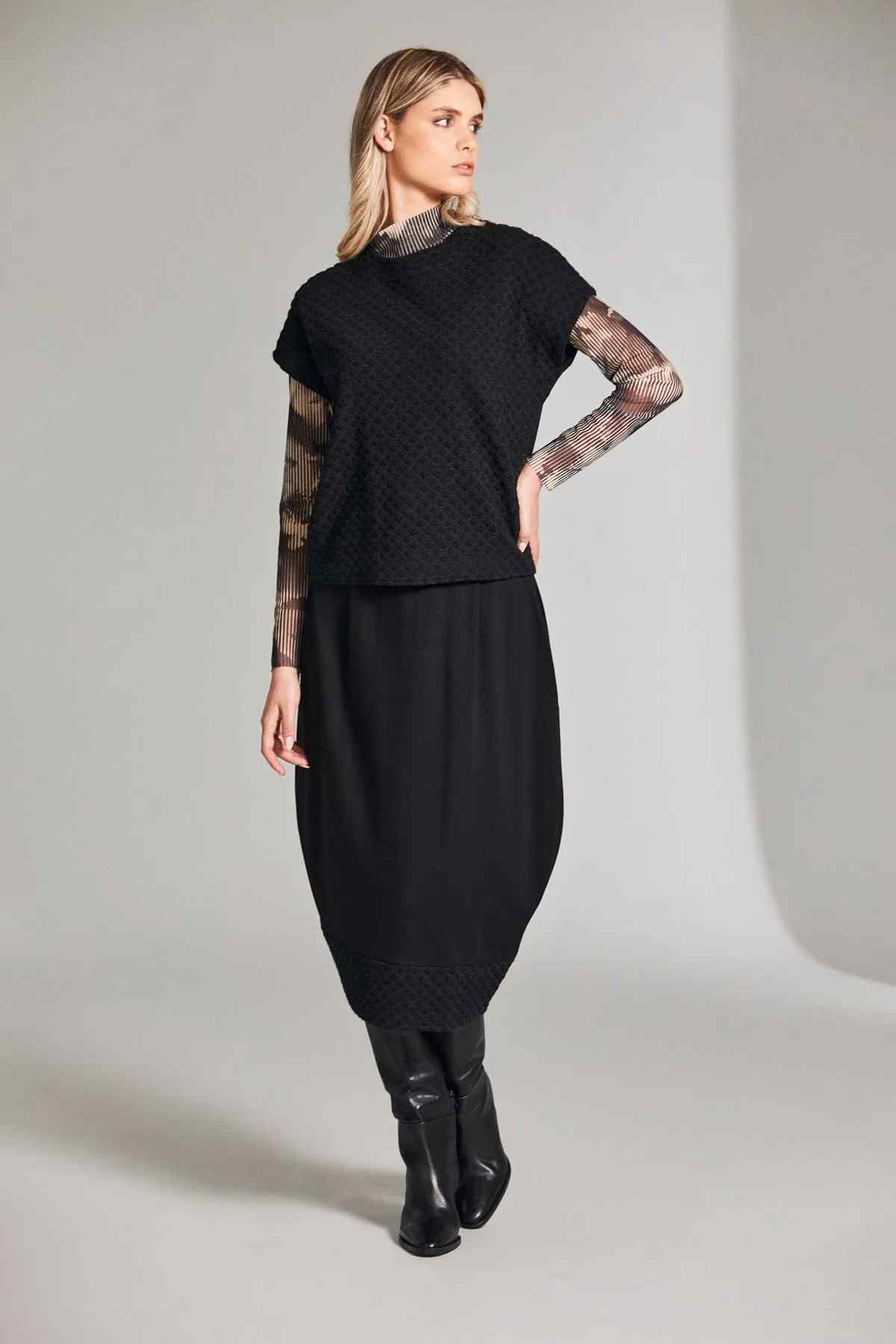 Black Raised Jacquard Top 198