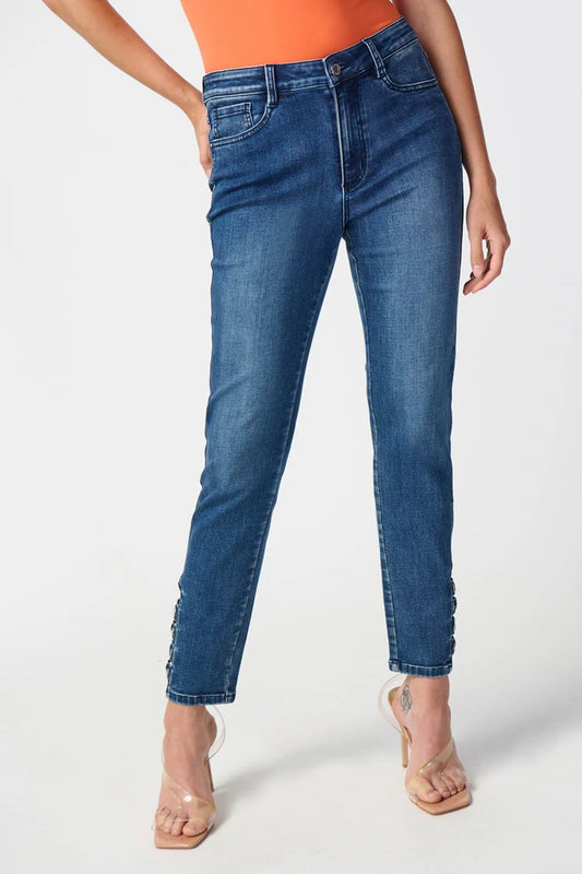 Slim Leg Jeans with Embellished Hem 241900