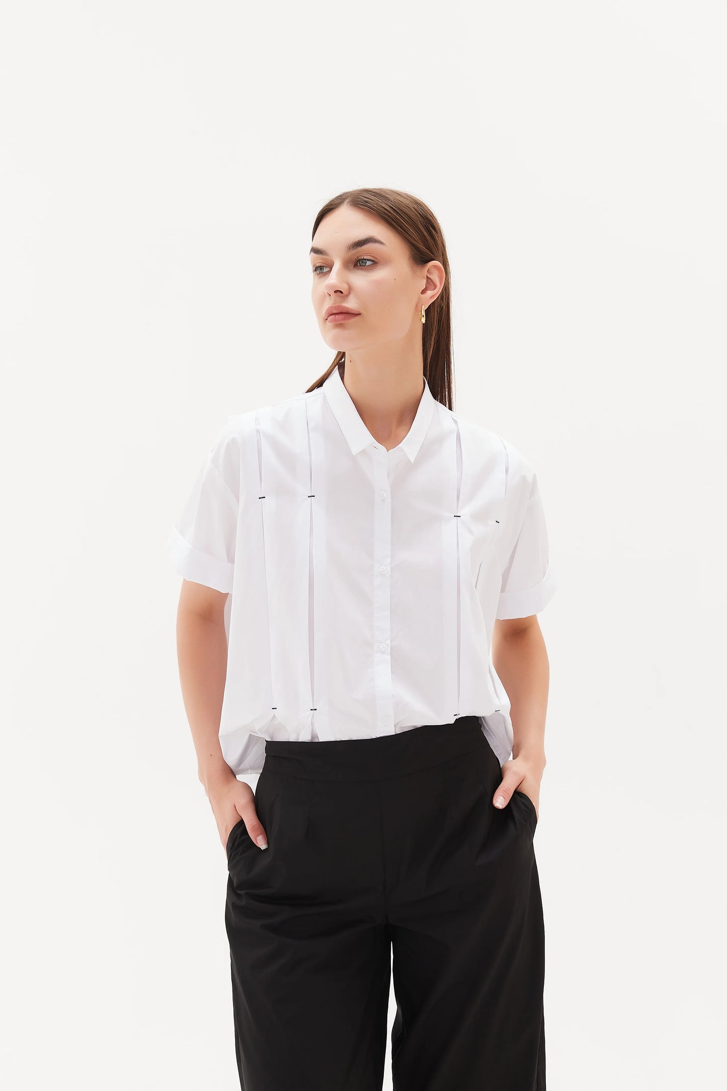White Inverted Pleat Shirt