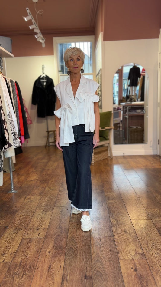 White Linen Bow Jacket